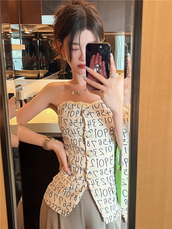 [x · h studio] retro Spice Girl digital bra vest ins fashion shirt 08095\ozq