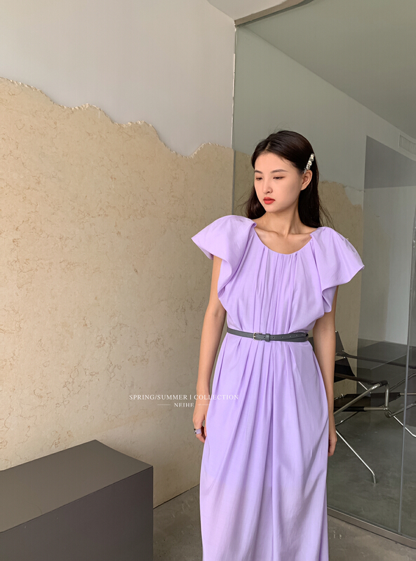 [neihe] wear a simple Korean dress on both sides (with belt) 11590\jhy