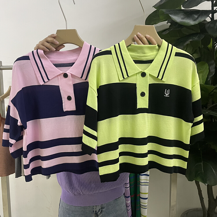 [Weika] retro contrast ice silk polo shirt 8285\lsl