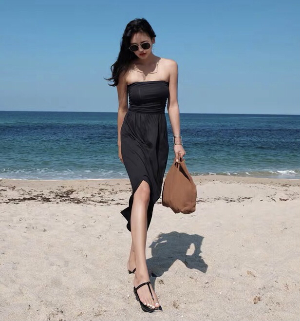 [xinyuanjieyi Xinyuan dressing] slim fitting sexy Strapless split dress a772\pcz