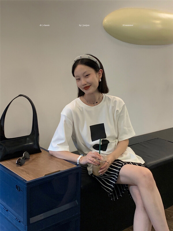 [DT class] love fashion loose short sleeve T-shirt 4786\xyj