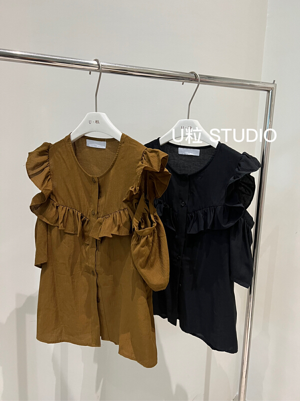 [U grain] simple solid color off shoulder shirt 5831\fhx
