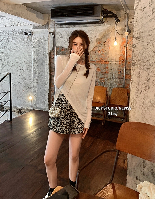 [wht] leopard high waist casual shorts 5140\wtt