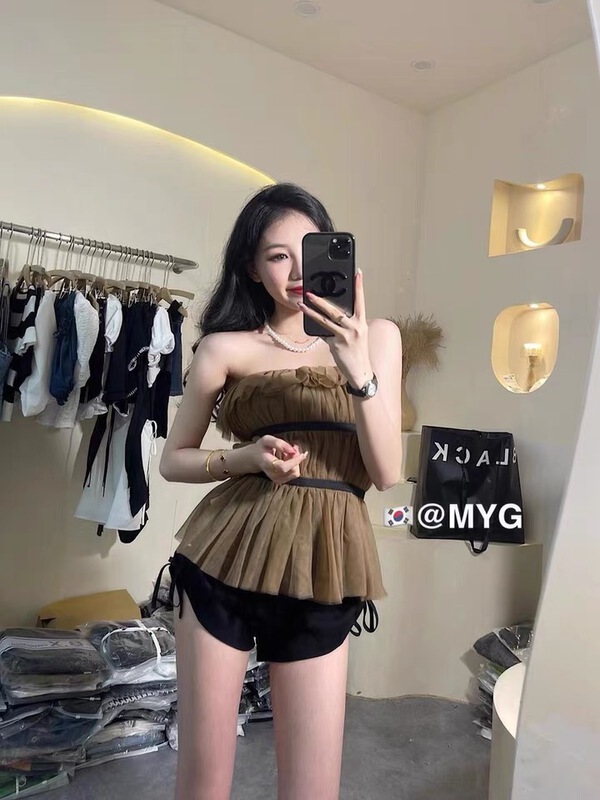 [d.ffstudio] lace up waist Strapless hot girl vest / sling 1246\wtt