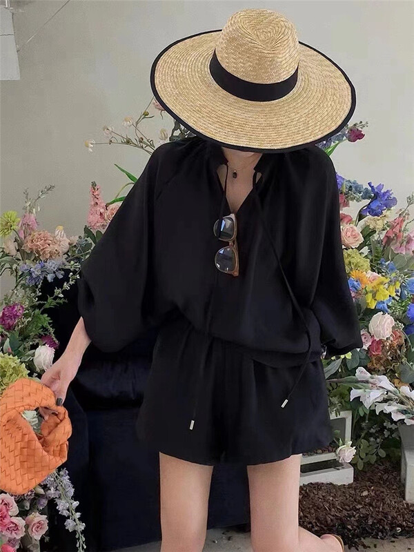 [retain] simple casual comfortable shirt + basic versatile Shorts Set 226239\lwy