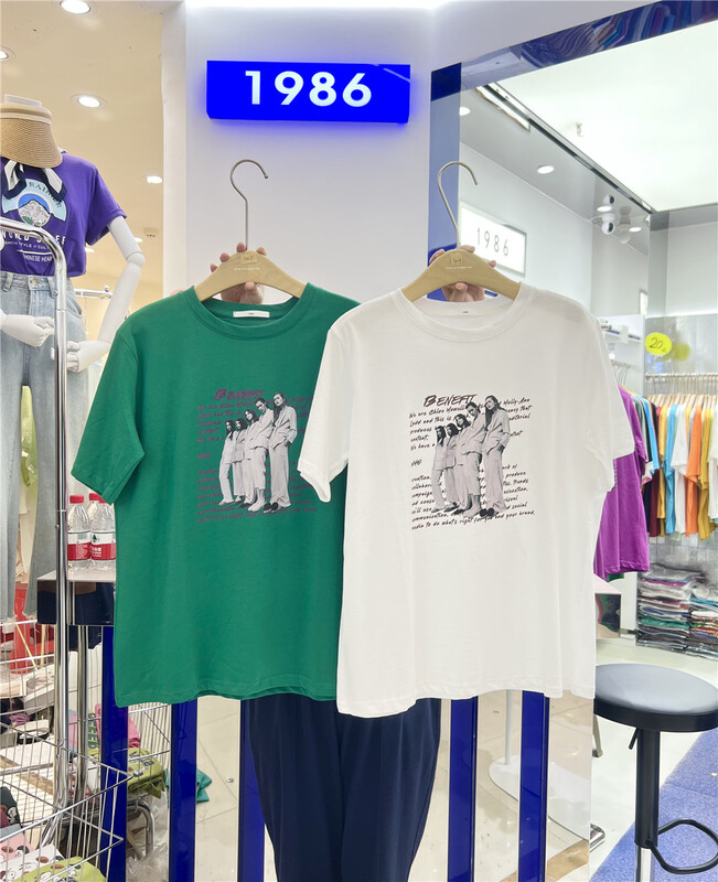 [1986] simple casual portrait loose short sleeve T-shirt f3409\lsl