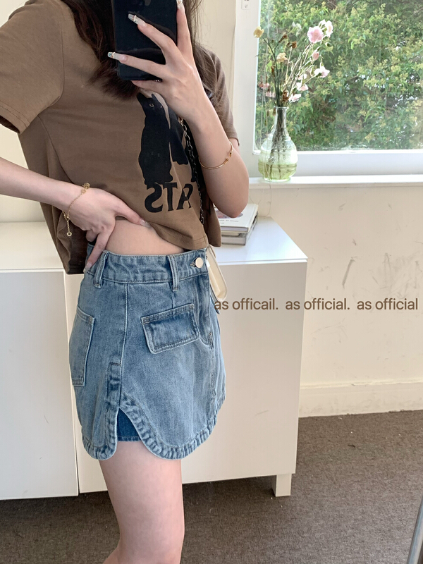 [as] versatile slim high waist skirt pants a1008\hjy