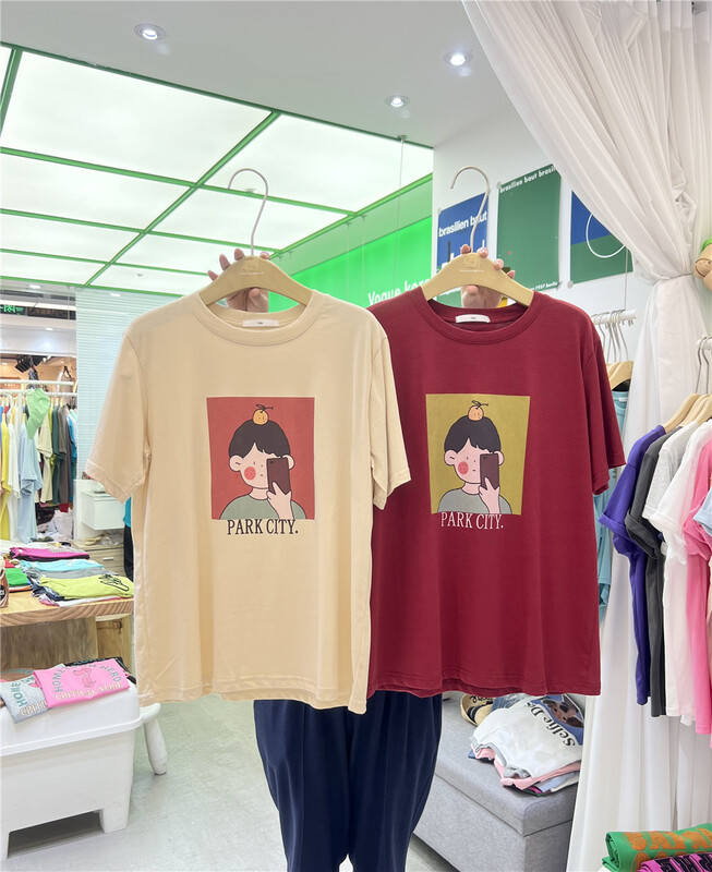 [1986] simple casual cartoon small head loose short sleeve T-shirt f3206\lsl