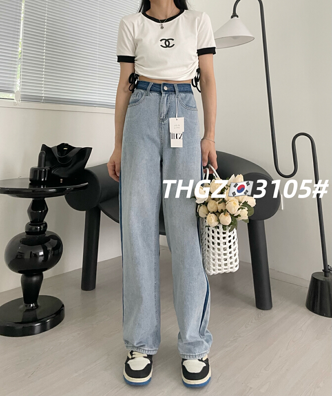 [fairy tale princess] Korean personalized color matching loose jeans 3105-5\hjy
