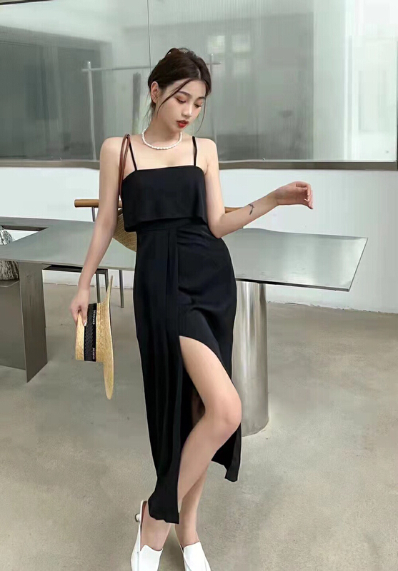 [mate fashion] Korean minority design slit Sling Dress 5130\ozq
