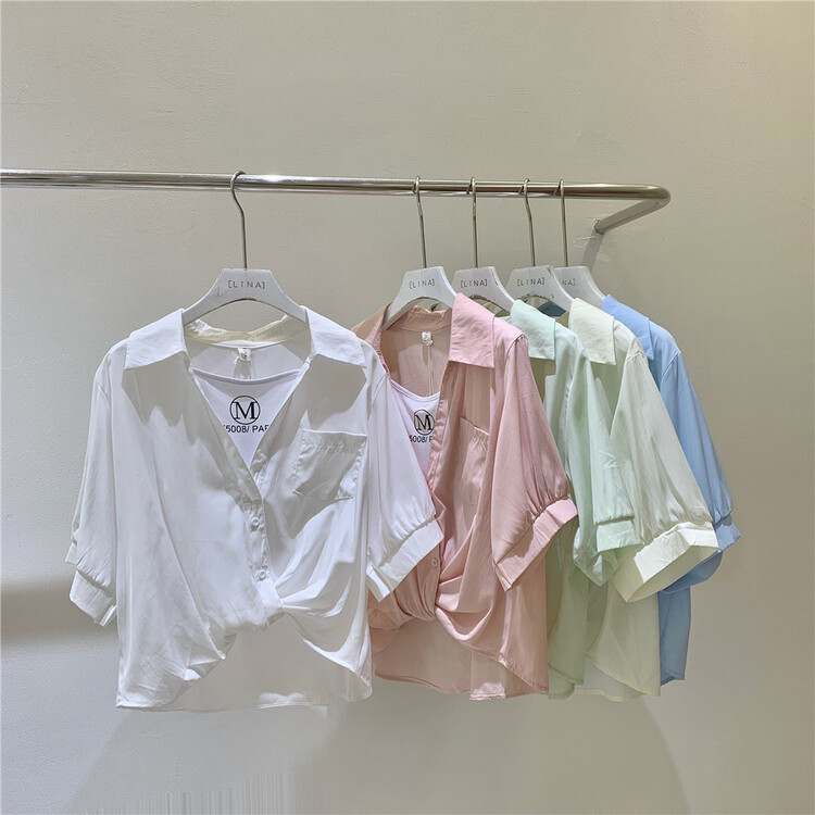 [Lina] letters fake two fashionable Vintage shirts 9111\zxx