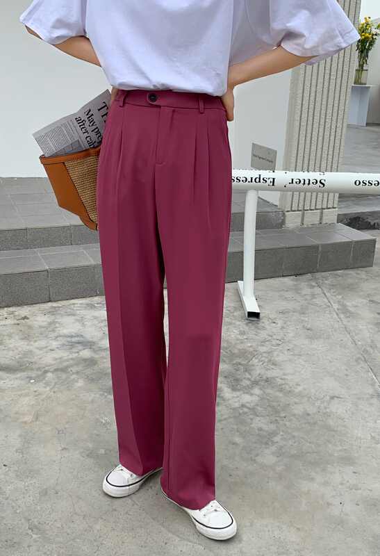 [DCT] half elastic wide leg trousers at back waist 1001\wpl