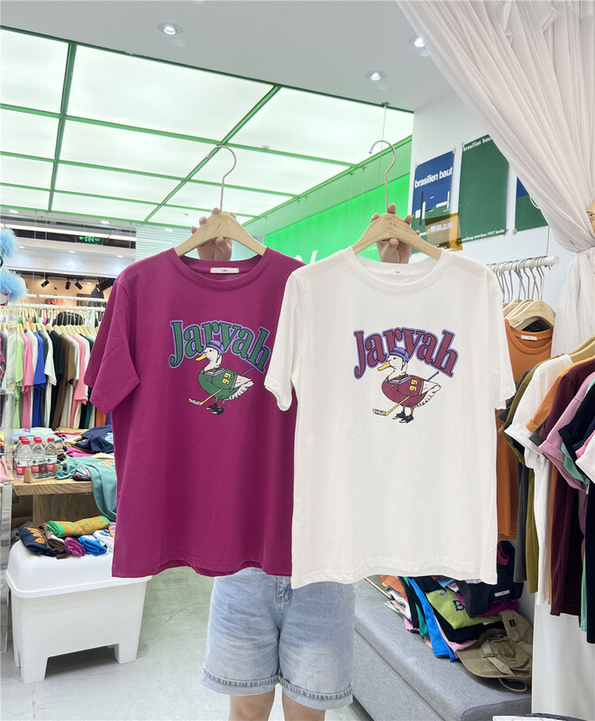 [1986] duck letter printed short sleeve T-shirt f2205\lsl