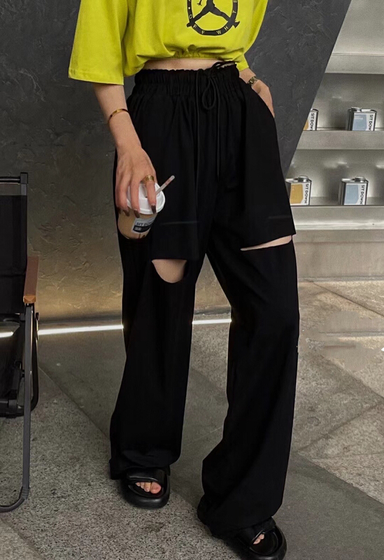 [Lala] hole breaking versatile high waist casual pants 3132 × WTT
