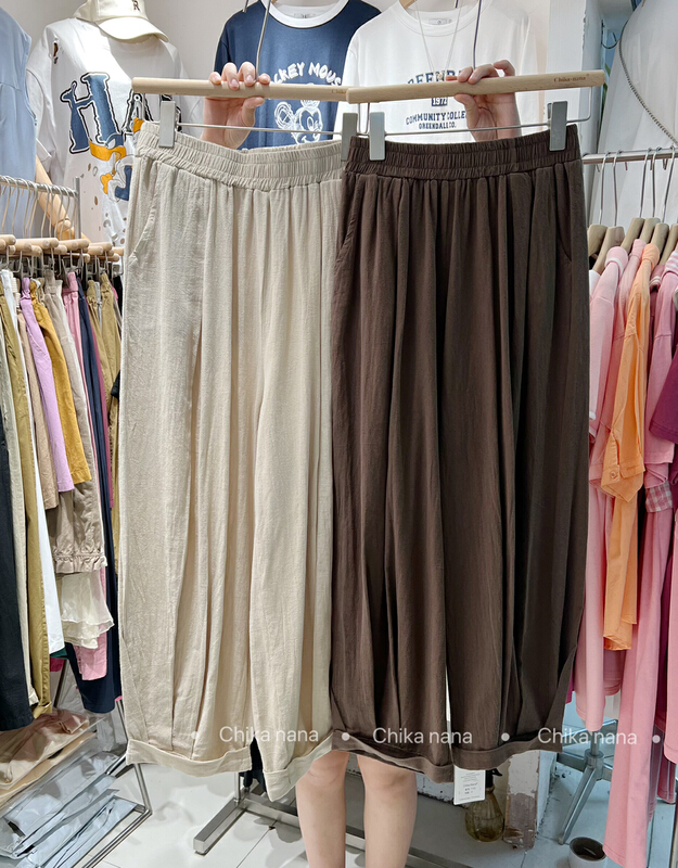 [chika.nana] Japanese loose straight tube wide leg women's thin literary trend casual pants 9656\jj