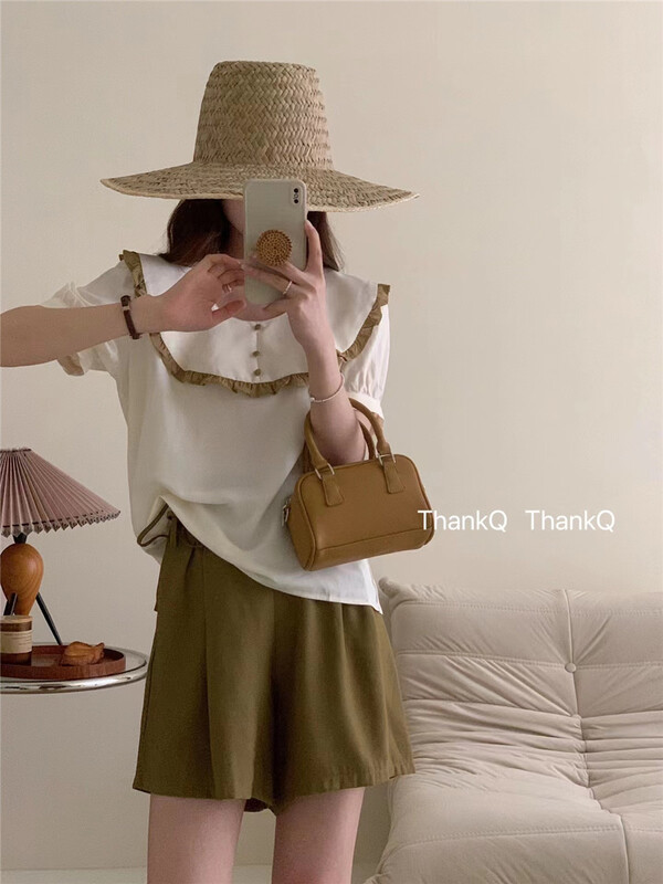 [thankq] Korean design large lapel shirt 6928\zjy