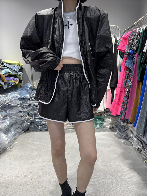 [d+] long sleeve zipper sunscreen shirt + casual versatile Shorts Set 0159\ozq