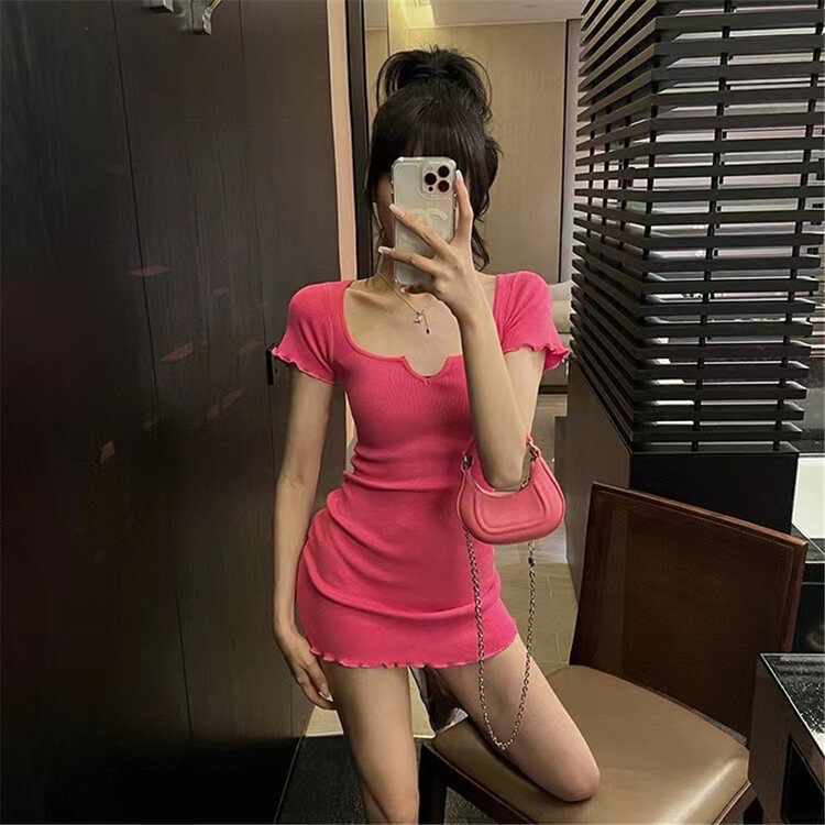 [Linna] Spice Girls' simple square neck thin dress 124651\jj