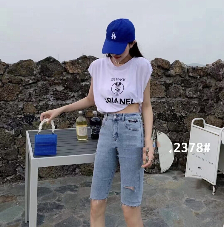 【 nobody 】 fashion hole breaking high elastic denim shorts h2378\jj