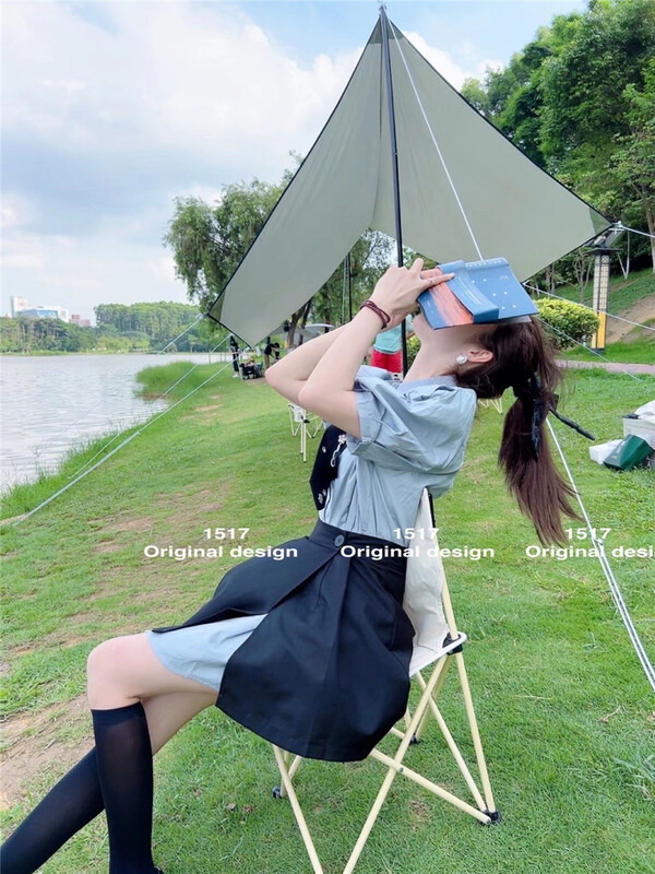 [1517] commuting simple white powder short sleeve shirt +a-line skirt suit (with tie) 6251\zjy