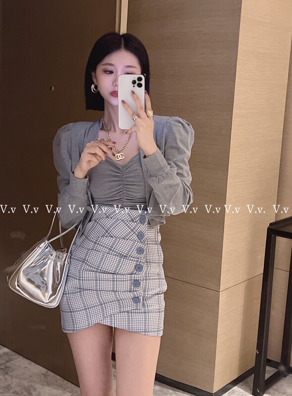 New year in early spring! [v.v] retro Plaid slim versatile skirt 9982-1\cqw