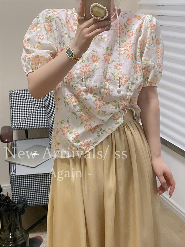 [again] Korean soft Embroidery Floral Shirt 8537\pcz