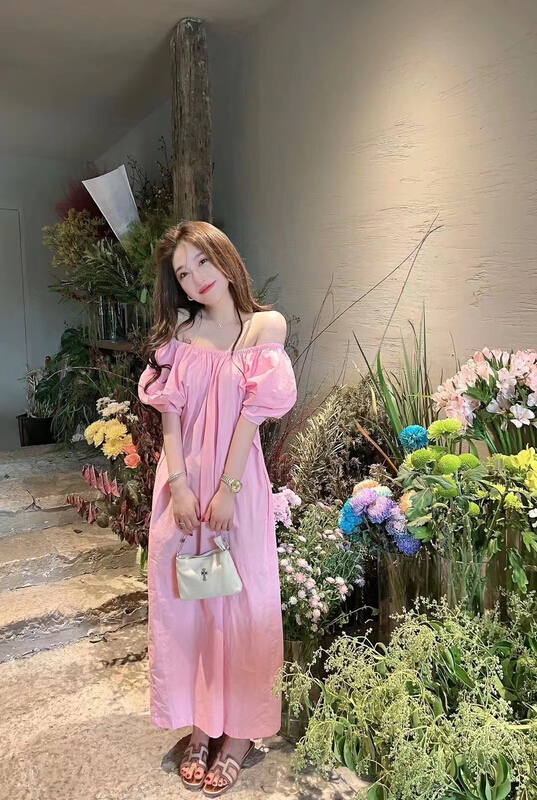 [lidada] off shoulder bubble sleeve Pullover dress 2779\hbx
