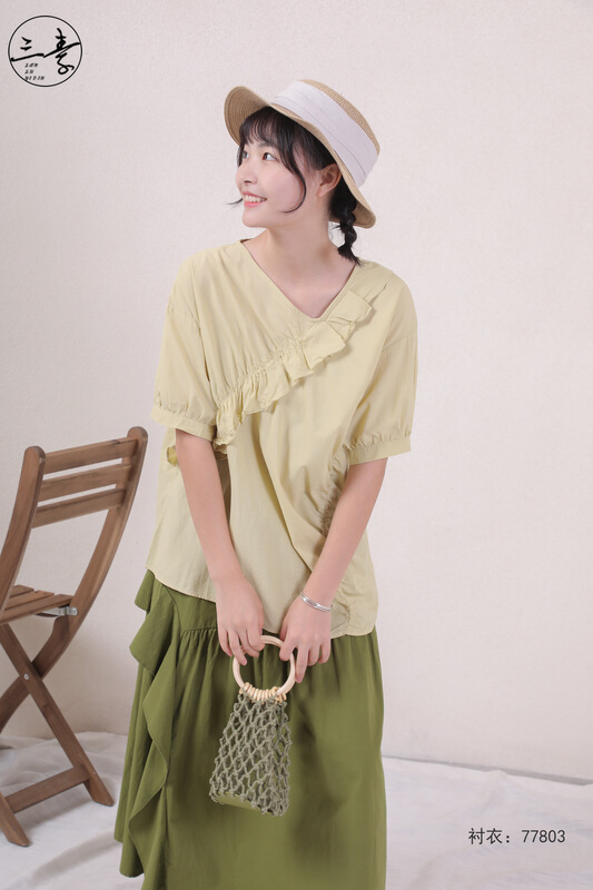 [original three element clothes] retro elegant romantic Ruffle shirt 77803