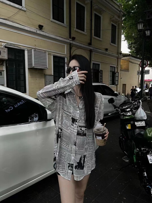 [web sensing] literary loose retro shirt a998\ozq