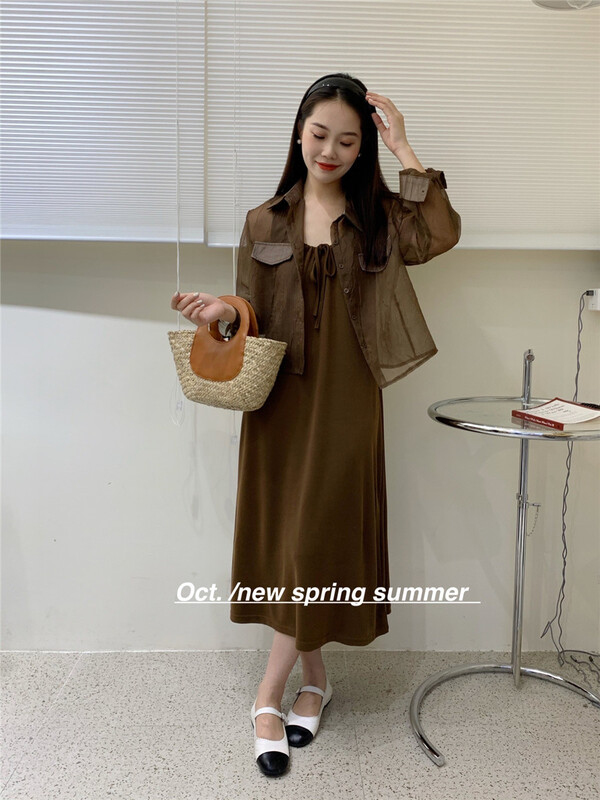 [OCT] temperament round neck vest dress (excluding top) 8223\hjy