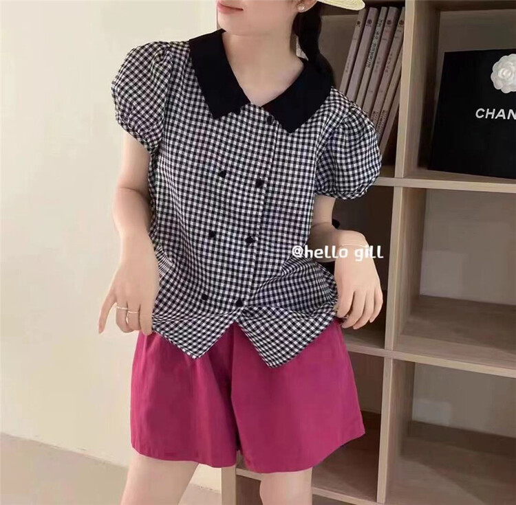 [gill] plaid and breasted design blouse (only selling blouses) 7060\zjy