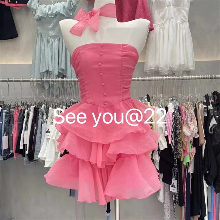 [see you] fashion slim strapless dress (with waist rope) 2067\pcz