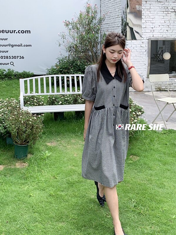 [rare she] Lapel Plaid loose dress 5271\lsw