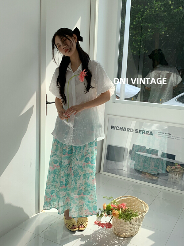 [onivinage Omni] simple temperament back rubber band versatile skirt ol224d5597