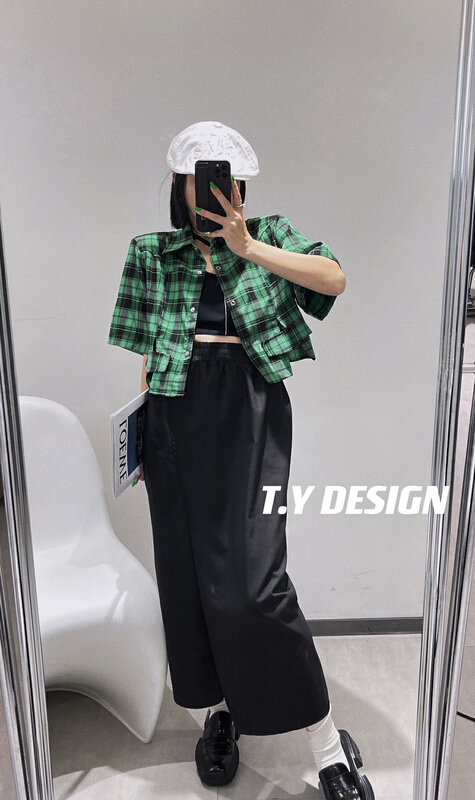[T.Y Tangyuan family] Korean version solid color split skirt 2098\ozq