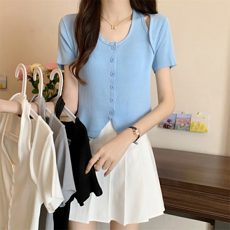 [f · P] design Halter breasted T-shirt c545\hbx