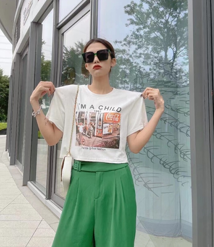 [fan fan] fashionable letter pattern Hong Kong style casual short sleeve T-shirt 236\jj