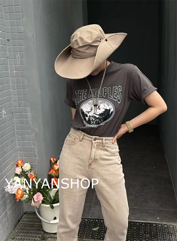 [Yanyan shop] graphic print loose fit comfortable short sleeve T-shirt 8102\hyy