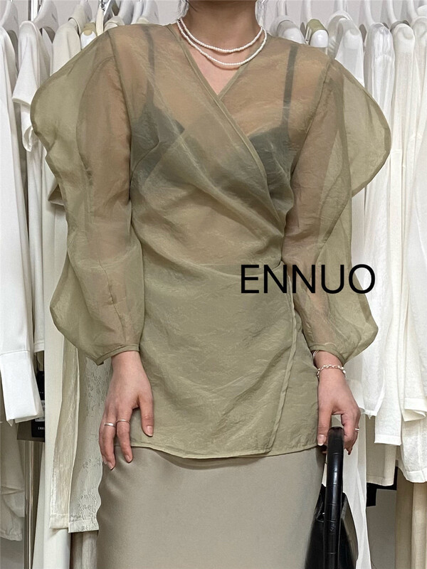 [ennuo] lace up comfortable simple shirt 1607\l