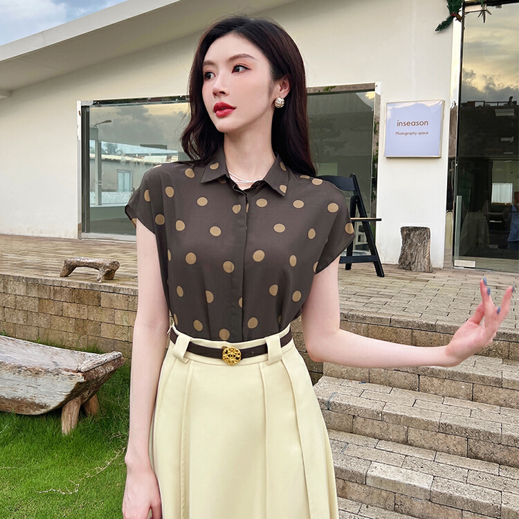[Hanna inclusive] new slim design wave point shirt m10189\jhy in summer 2022