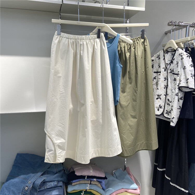 [emoni] Korean style versatile lazy solid color skirt 10313\cls