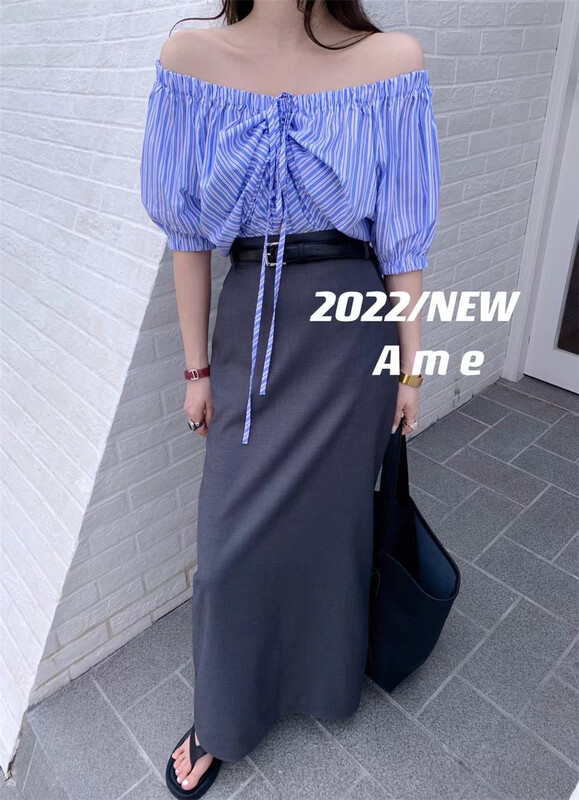 [ame] slim slim skirt (with belt) 73862\xyj