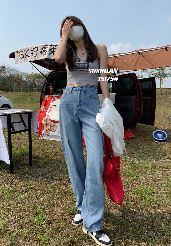 Summer new! [suxinlan] Korean fashion high cut jeans 35175 × LSL