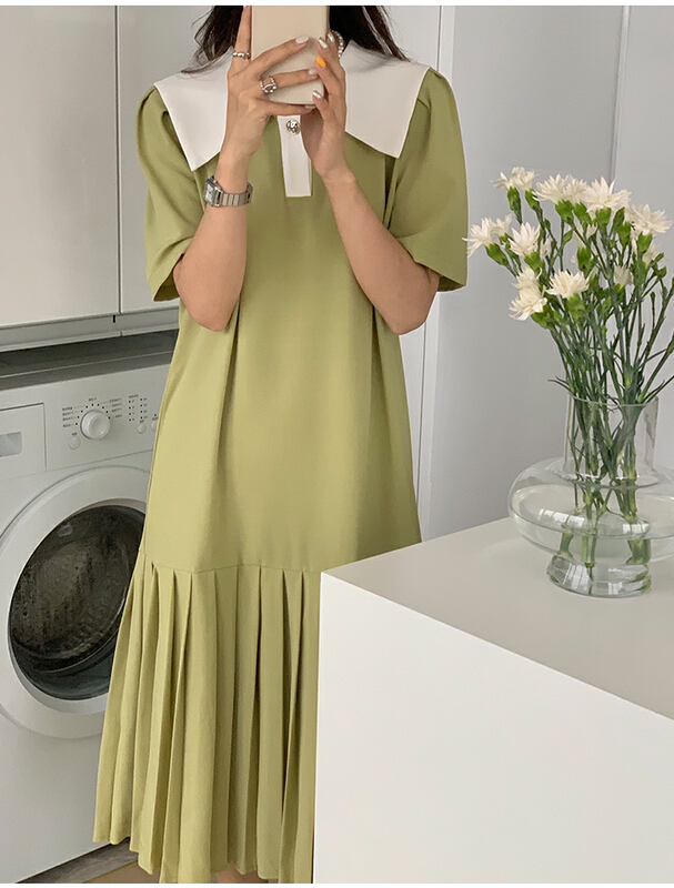 [the mind] color blocking fashion versatile dress 60305\xyj