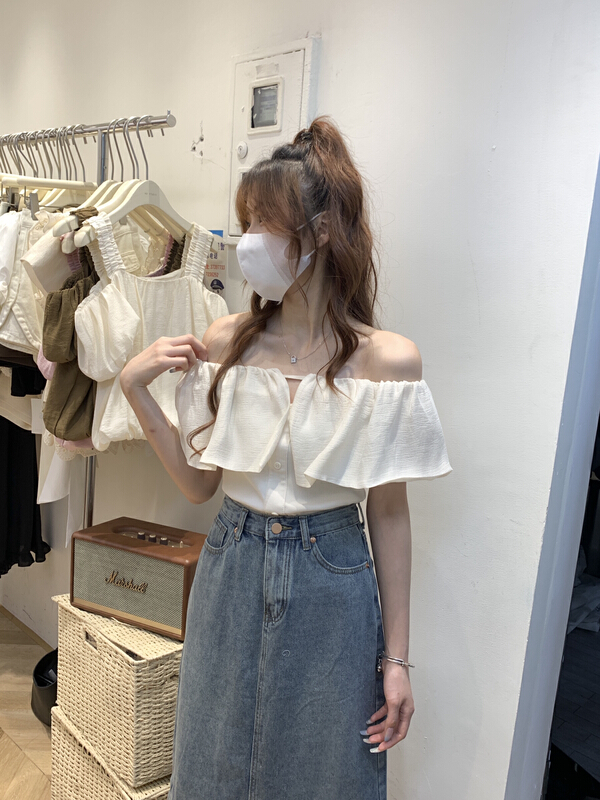 [as] Korean version two on one shoulder shirt 2283\hjy