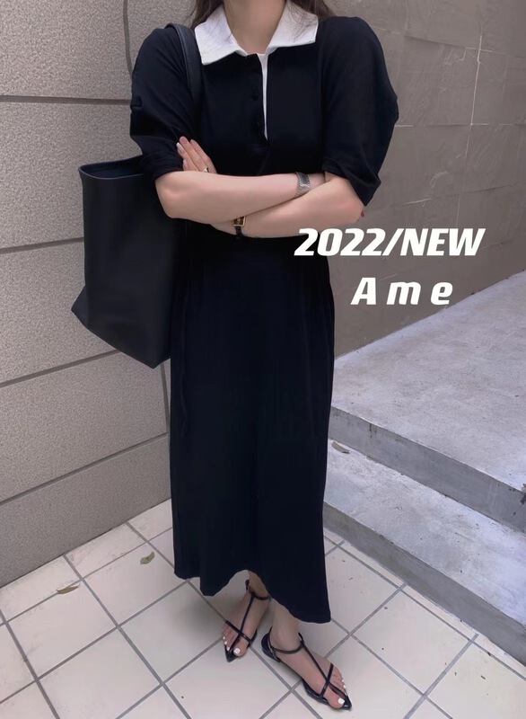 [ame] color blocking and crimping versatile dress 86175\xyj