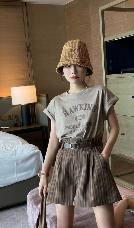[gill] letter printed loose short sleeve T-shirt 3108-1\zjy