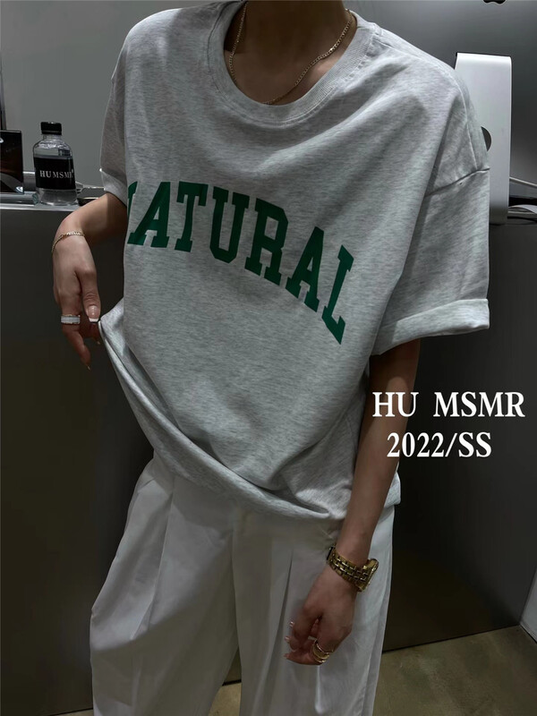 [Hu] Korean print Pullover short sleeve T-shirt 6289\ozq