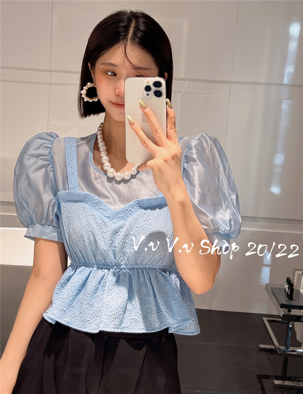[v.v] fashion simple fake two pieces of versatile blouse 7637\zxx