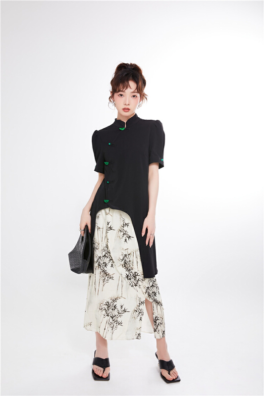 [AC] new Chinese cotton linen slim skirt 7077\jj
